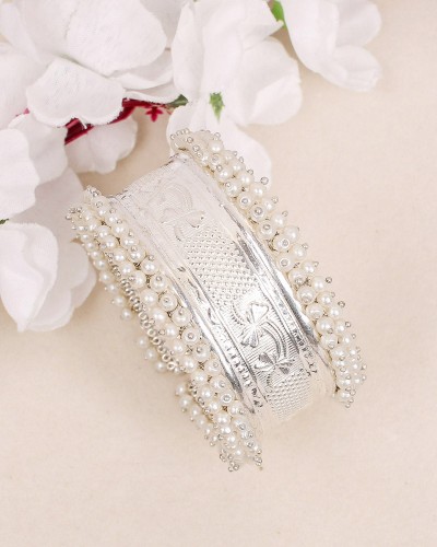 Bollywood Style Premium Silver Cuff Bracelet