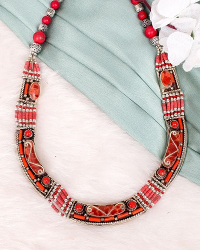 Handmade Nepali Tibetan Made In Nepal Oxidized Silver Necklace
