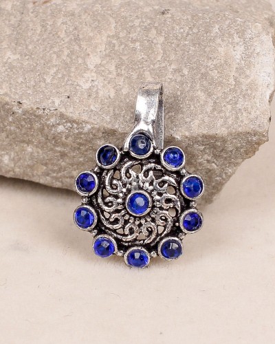 Handcrafted Blue Floral Oxidized Nose Ring