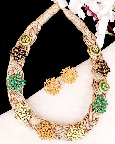 Shiny Jute Necklace+ Matching Earrings