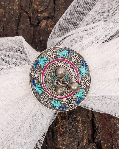 Flower Designed Silver Look Alike Adjustable Ghungroo Rings