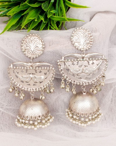High Quality Premium Silver Jhumka Earrings
